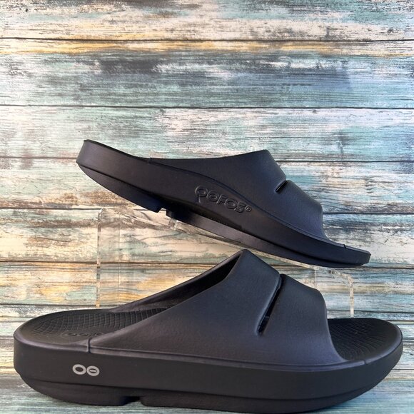 OOFOS OOahh Recovery Slide Sandals Mens Size 10 Black Rubber Comfort Slip Ons main image 6